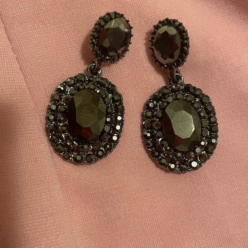 Black Crystal Shiny Drop Earrings For Women